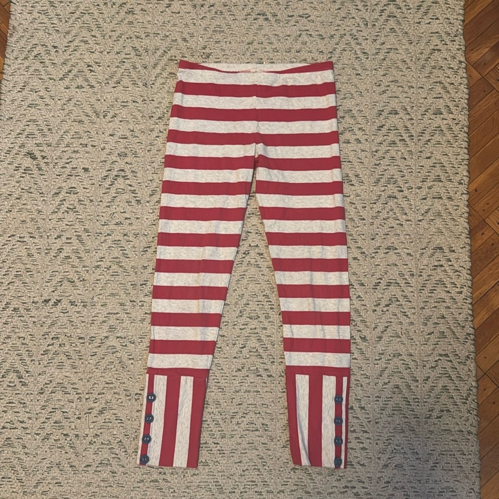 Paper Wings red and white Striped Leggings Girls size 12